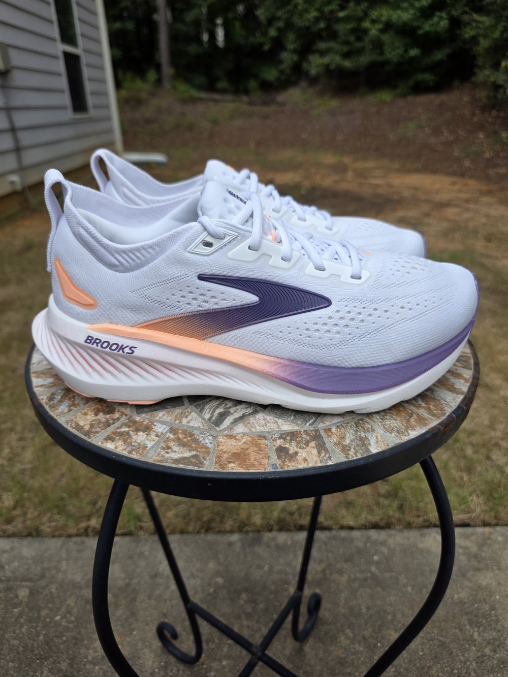 Brooks Glycerin 23 1204651B174 White/Grape Running Shoes Women Sz 9.5 B Worn 1x